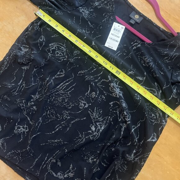 NEW NWT JM Collection Medium Sparkly Silver Black Formal Blouse Shirt Top Dinner - Picture 7 of 11